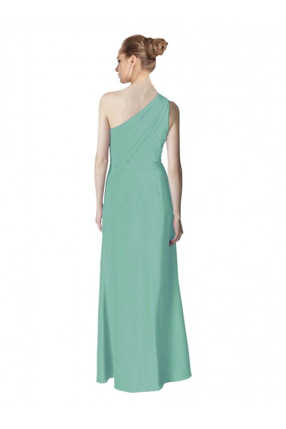 Cheap Long Chiffon One Shoulder Full Length Bridesmaid Dress Canada