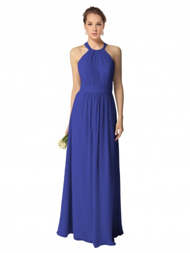 Cheap Long Full Length Chiffon Halter Bridesmaid Dress Canada
