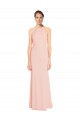 Cheap High Neck Long Chiffon Halter Bridesmaid Dress with Drape Chiffon Overlay Canada