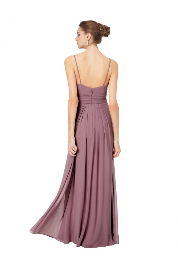 Cheap V-Neck Spaghetti Strap Open Back Long Chiffon Bridesmaid Dress Canada