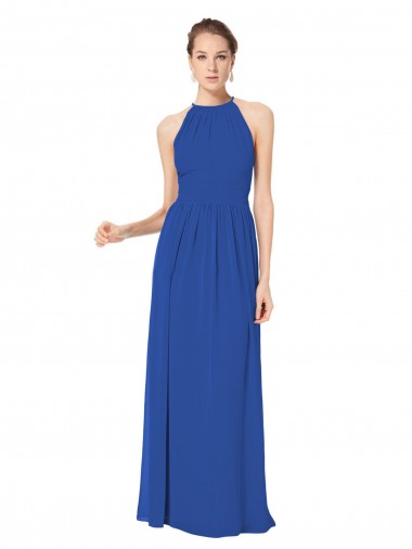 Cheap Long Chiffon High-Neck Sleeveless Bridesmaid Dress Canada