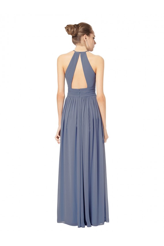 Cheap Long Chiffon High-Neck Sleeveless Bridesmaid Dress Canada