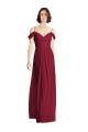 Cheap Off the Shoulder Long Chiffon Bridesmaid Dress with Pleated Sleeves Canada
