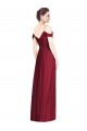 Cheap Off the Shoulder Long Chiffon Bridesmaid Dress with Pleated Sleeves Canada