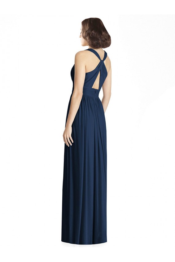 Cheap Cut Out Back Long Chiffon V-Neck Bridesmaid Dress Canada