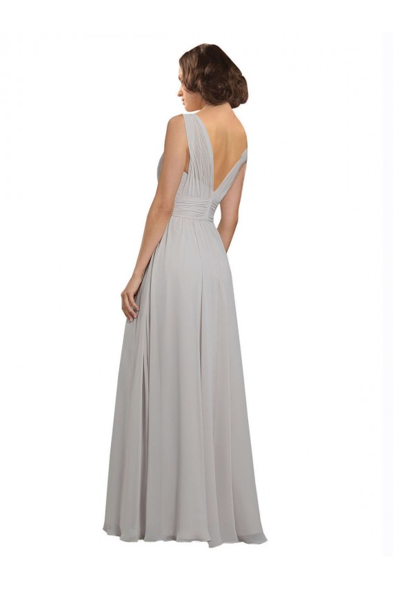 Cheap Twist Shouder Full Chiffon Bridesmaids Dress with V-Neckline and V-Back Canada