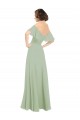 Cheap Boho Chic Chiffon Bridesmaids Dress with Off the Shoulder Neckline Canada