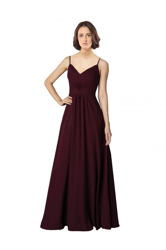 Cheap V-Neck Chiffon Bridesmaid Dress with Twist Front Bodice Canada