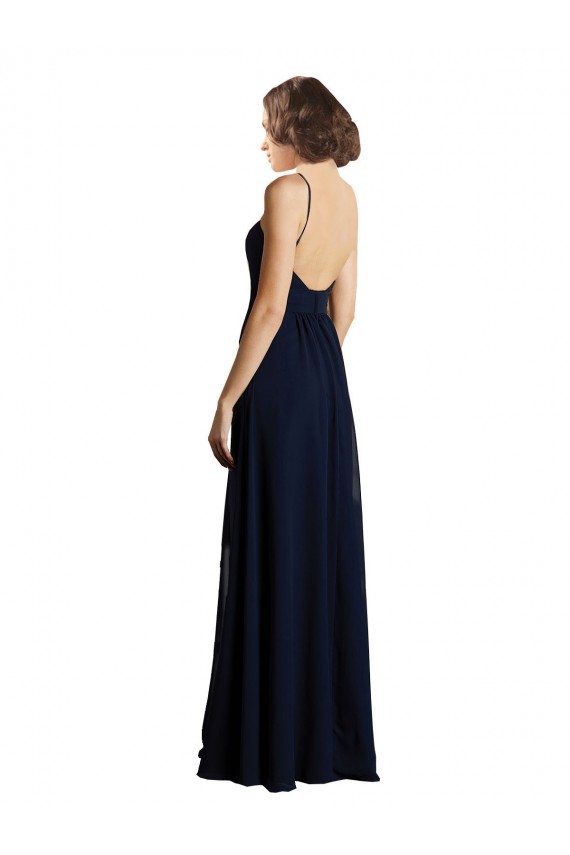 Cheap Simple Chiffon Bridesmaid Dress with Deep V-Neckline Canada