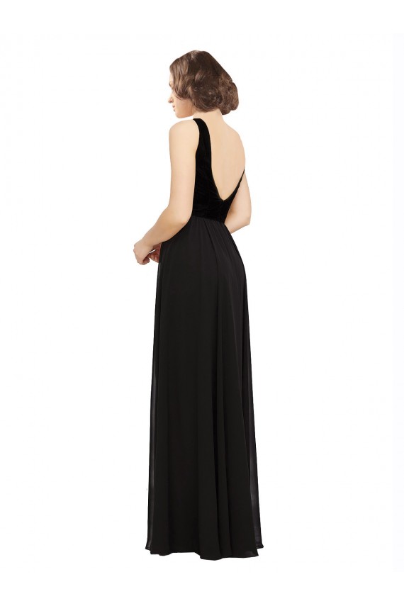 Cheap Stretch Velvet and Chiffon Bridesmaids Dress with V-Neckline Canada