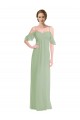 Cheap Long Chiffon Off-The-Shoulder Bridesmaid Dress with Double Flounce Sleeves Canada