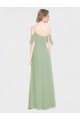 Cheap Long Chiffon Off-The-Shoulder Bridesmaid Dress with Double Flounce Sleeves Canada