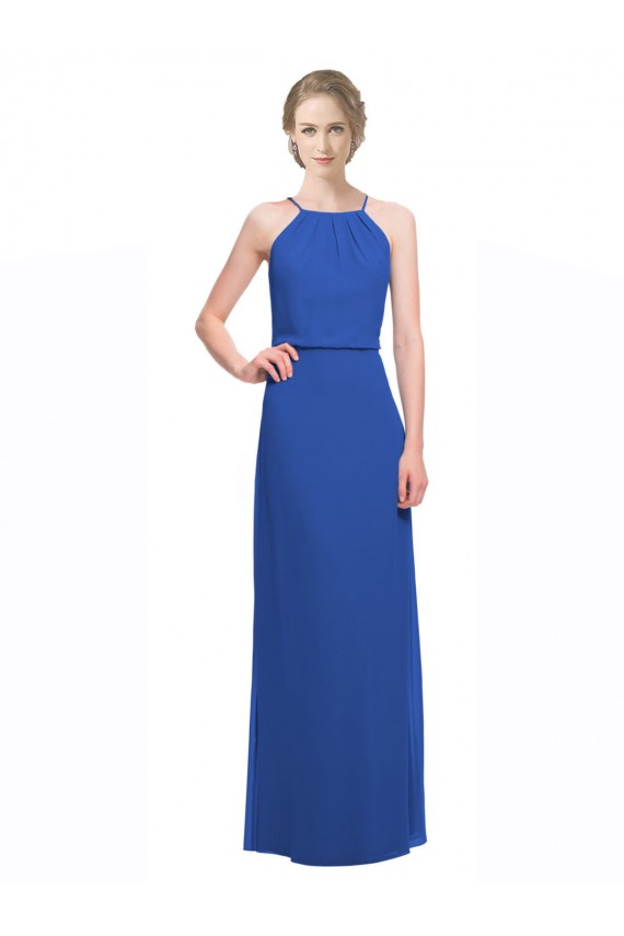 Cheap Long Chiffon Spaghetti Strap Bridesmaid Dress with Blouson Top Canada