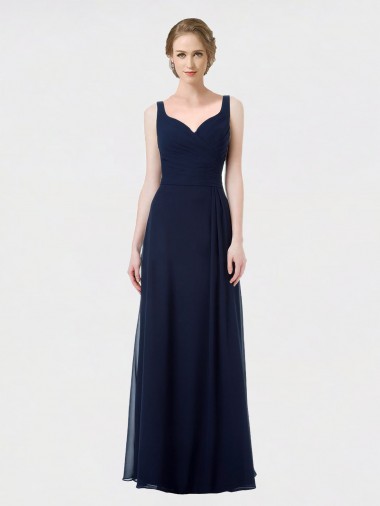 Cheap Long Chiffon Bridesmaid Dress with Sweetheart Neckline and Shoulder Straps Canada