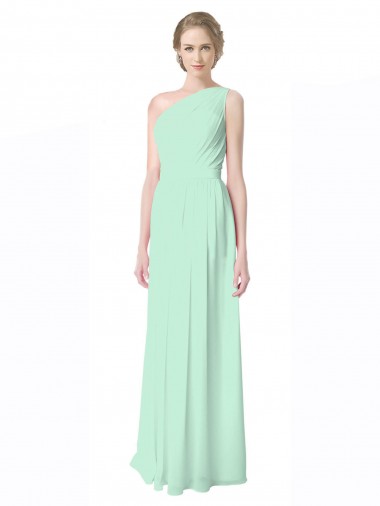 Cheap One Shoulder Chiffon Bridesmaid Dress with Asymmetrical Ruched Bodice Canada