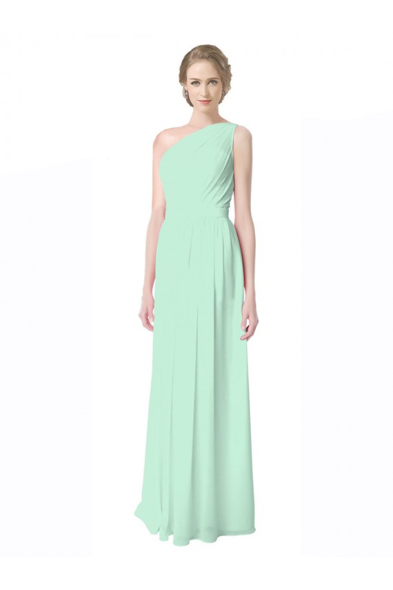 Cheap One Shoulder Chiffon Bridesmaid Dress with Asymmetrical Ruched Bodice Canada