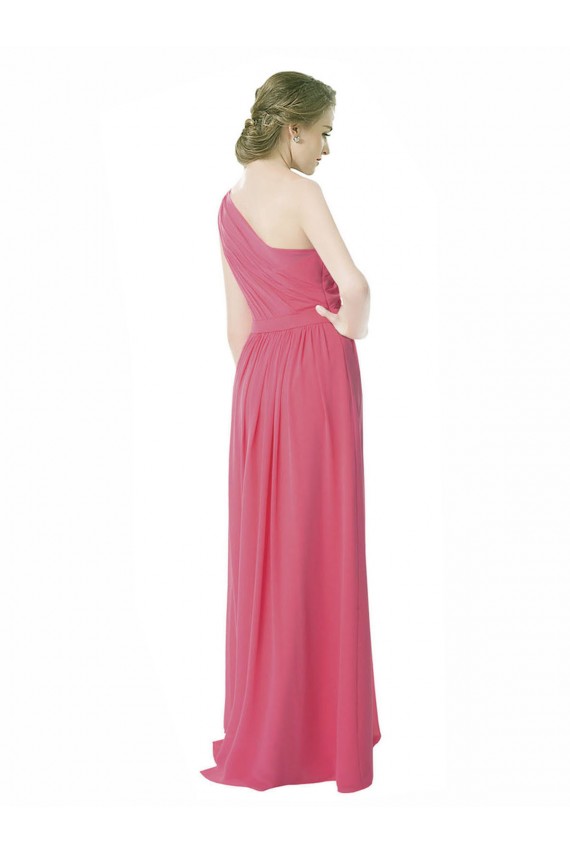 Cheap One Shoulder Chiffon Bridesmaid Dress with Asymmetrical Ruched Bodice Canada
