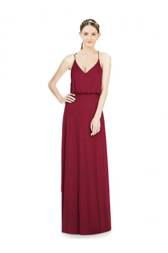 Cheap Full Length V-Neck A-Line Chiffon Boho Bridesmaid Dress Canada