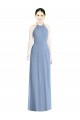 Cheap Halter Neck Tie Back Long Chiffon Bridesmaid Dress Canada