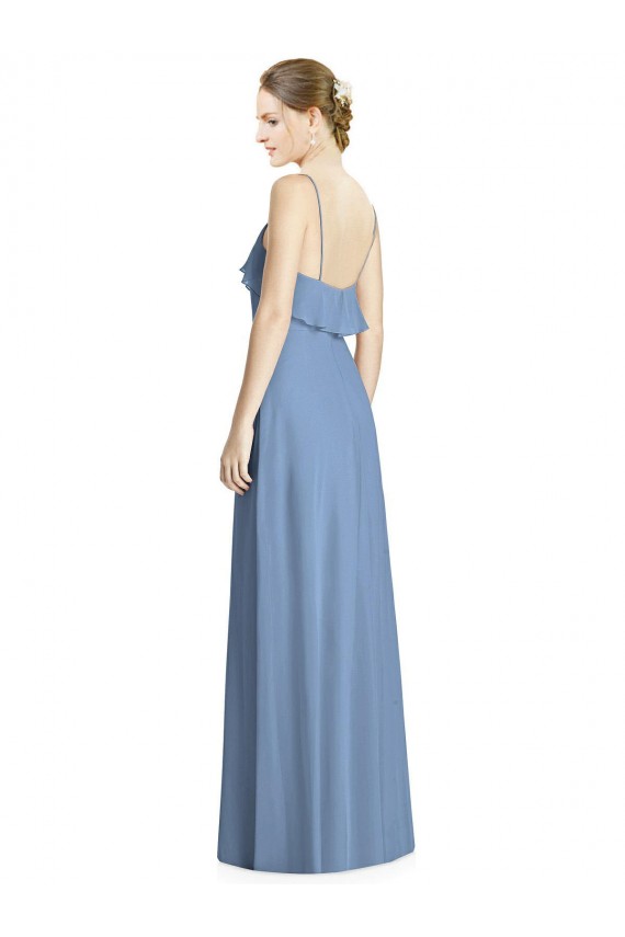 Cheap Deep Open Back Long Chiffon V-Neck Bridesmaid Dress Canada