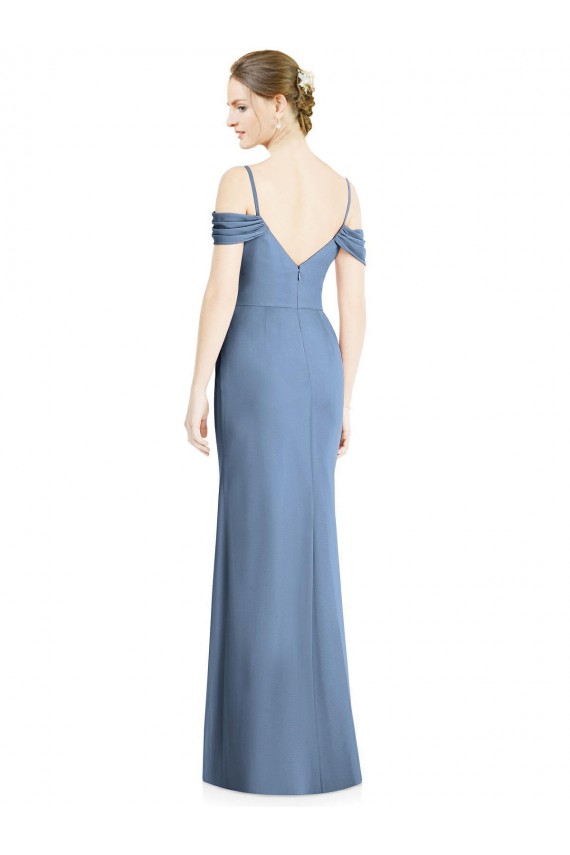 Cheap Draped Cold Shoulder Sweetheart Long Chiffon Bridesmaid Dress Canada