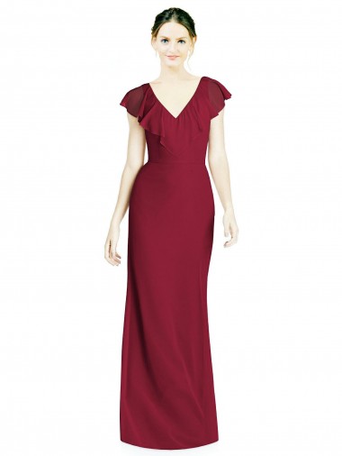 Cheap V-Neck V-Back Long Chiffon Bridesmaid Dress Canada