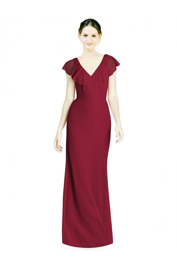 Cheap V-Neck V-Back Long Chiffon Bridesmaid Dress Canada