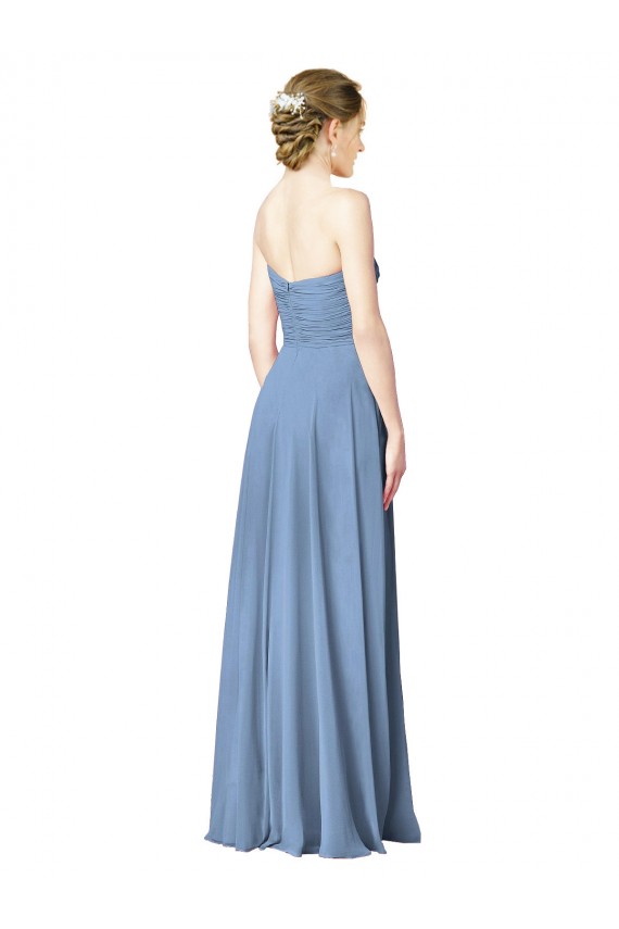 Cheap Draped Strapless Sweetheart Full Length Chiffon Bridesmaid Dress Canada