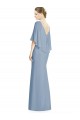 Cheap V-Back Trumpet Chiffon Bridesmaid Dress with Draped Cape Overlay Canada