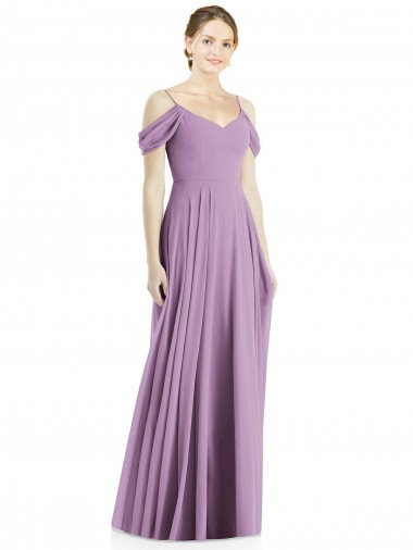 Cheap Off the Shoulder Open Cowl-Back Maxi Bridesmaid Dress Canada
