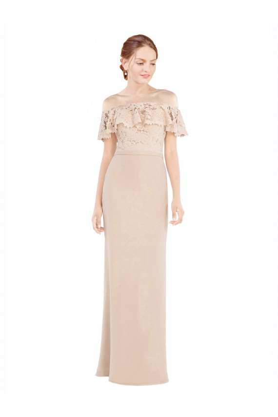 Cheap Off the Shoulder Sleeves Sheath Chiffon Bridesmaid Dress Canada