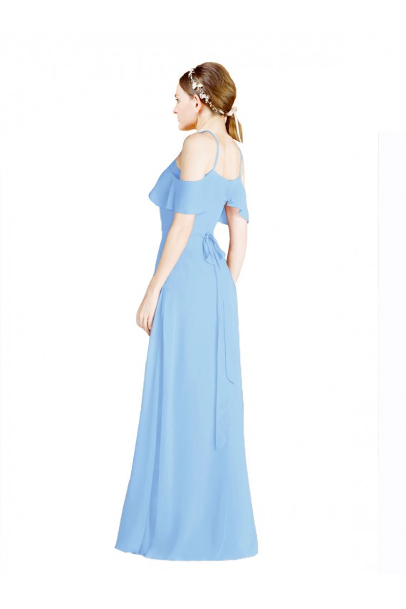 Cheap Halter Frill Cold Shoulder A-Line Chiffon Bridesmaid Dress Canada