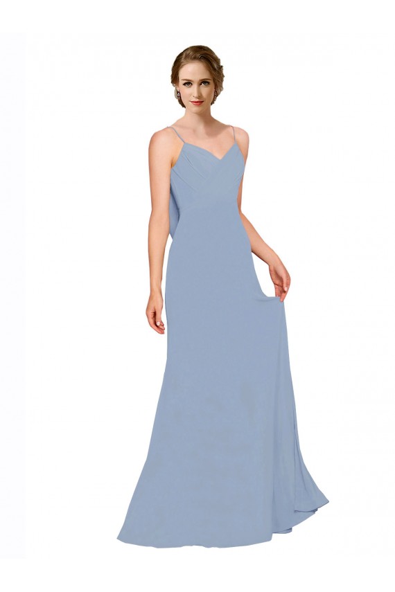 Cheap Cowl Back Long Chiffon Slip Bridesmaid Dress with Straps Canada