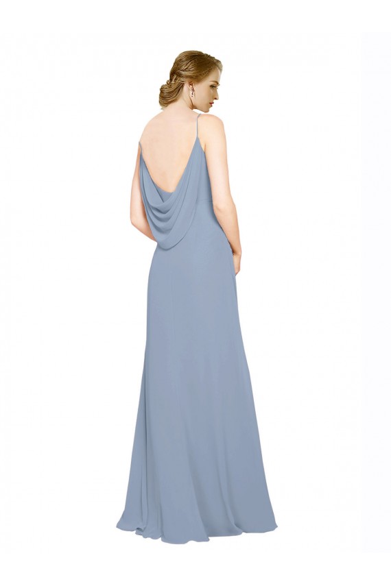 Cheap Cowl Back Long Chiffon Slip Bridesmaid Dress with Straps Canada