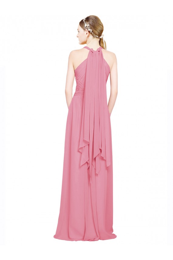 Cheap Halter Neck Keyhole A-Line Chiffon Bridesmaid Dress Canada