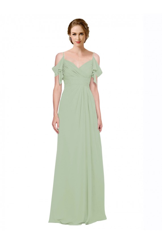 Cheap Split Cold Shoulder Draped A-Line Chiffon Bridesmaid Dress Canada