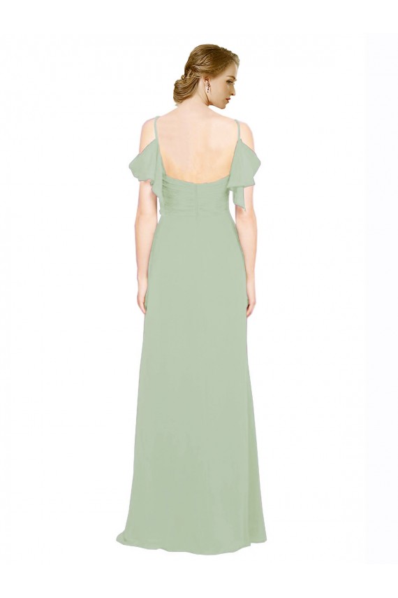 Cheap Split Cold Shoulder Draped A-Line Chiffon Bridesmaid Dress Canada