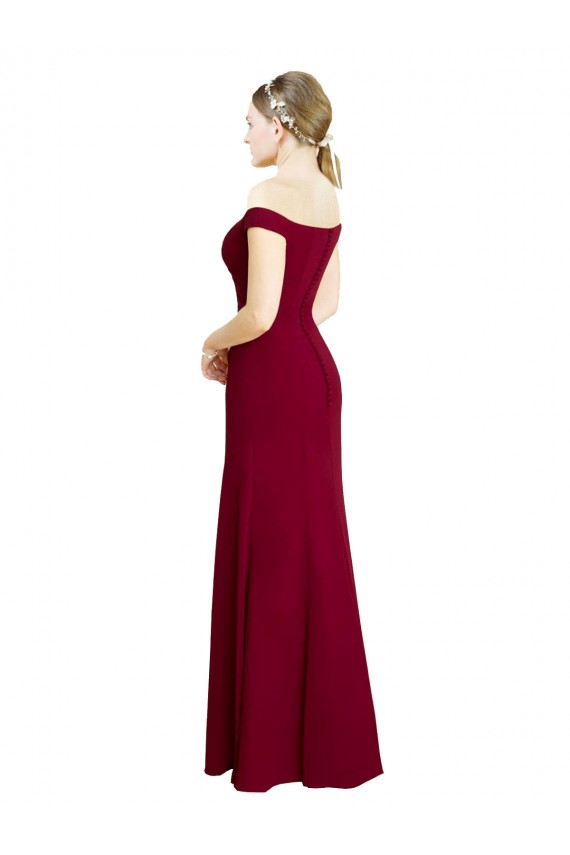 Cheap Off the Shoulder Long Chiffon Bridesmaid Dress with Pleats Canada
