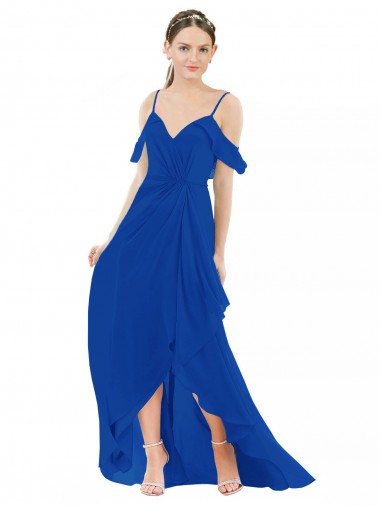 Cheap High Low Boho Bridesmaid Dress with Cold Shoulder Sleeves Canada