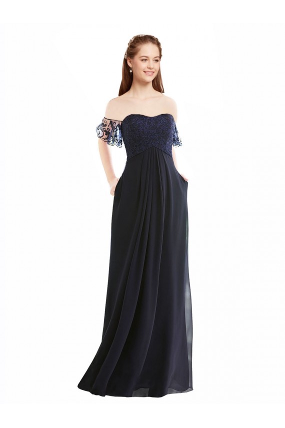 Cheap Boho Bridesmaid Dress with Beaded Embroidered Bodice and Flutter Cap Sleeves Canada