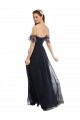 Cheap Boho Bridesmaid Dress with Beaded Embroidered Bodice and Flutter Cap Sleeves Canada