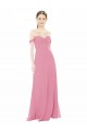 Cheap Fitted Sweetheart Bodice Chiffon Bridesmaid Dress with Draped Cap Sleeves Canada