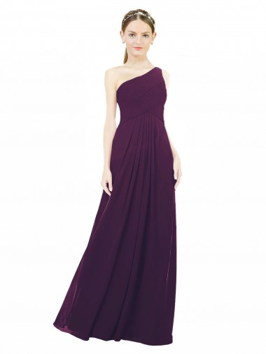 Cheap One Shoulder Chiffon Bridesmaid Dress with Draped Bodice Canada