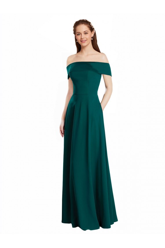 Cheap Classic Off the Shoulder Chiffon Bridesmaid Dress with Cap Sleeves Canada