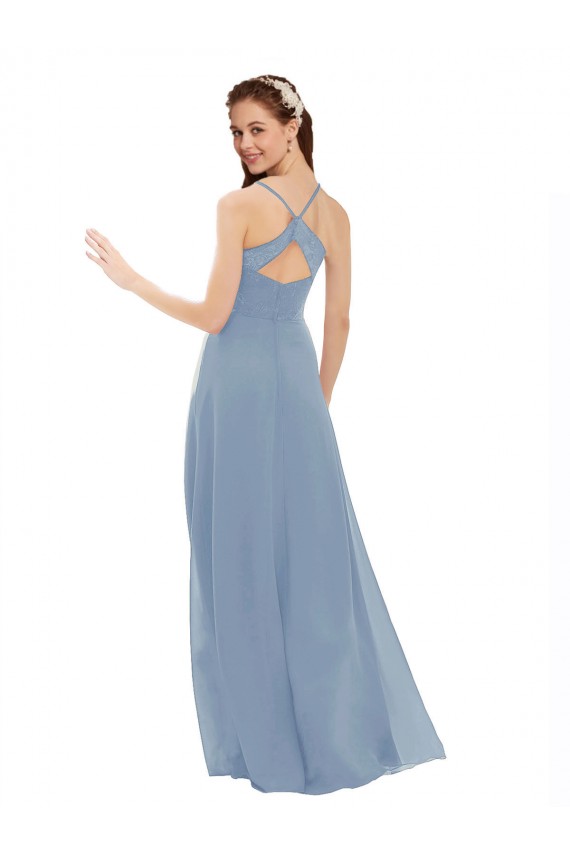 Cheap Sexy Chiffon Bridesmaid Dress with V-Neck Lace Bodice Canada