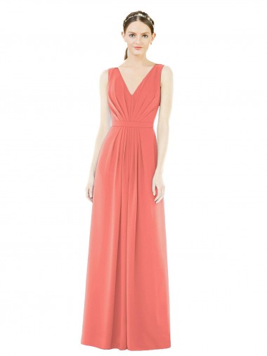 Cheap V-Neck V-Back Sleeveless Chiffon Bridesmaid Dress Canada