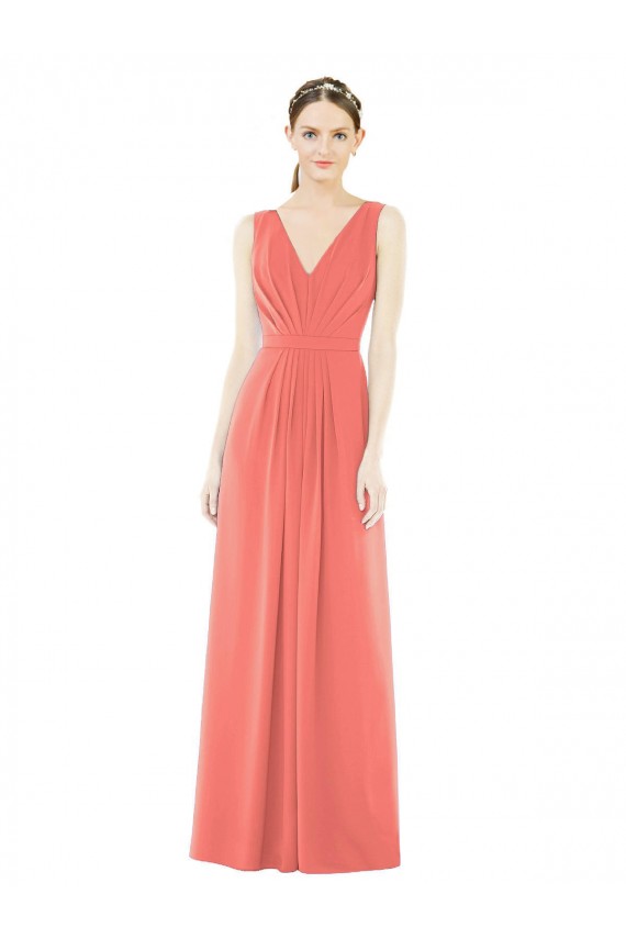 Cheap V-Neck V-Back Sleeveless Chiffon Bridesmaid Dress Canada