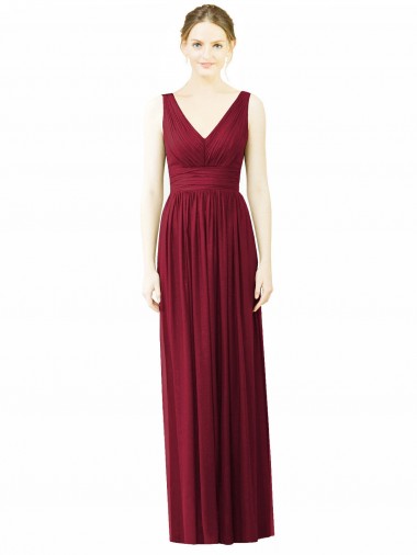 Cheap V-Neck Full-Length Sleeveless Low Back Chiffon Bridesmaid Dress Canada