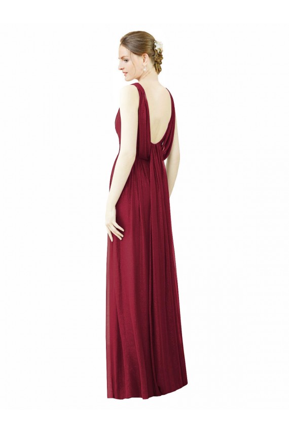 Cheap V-Neck Full-Length Sleeveless Low Back Chiffon Bridesmaid Dress Canada