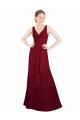 Cheap Twist-Knot V-Neckline Long Chiffon Bridesmaid Dress Canada